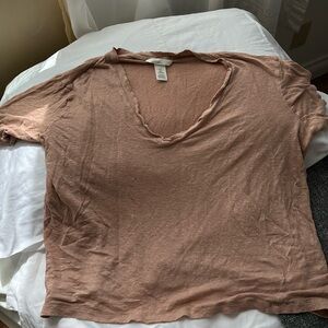 H&M Linen V-neck slub Tee
